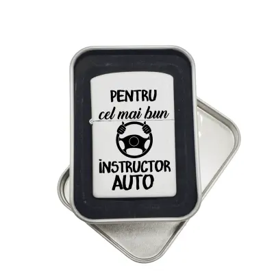Pentru cel mai bun instructor auto, bricheta metalica gravata laser cu mesaj, model bgs106